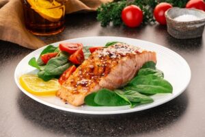 Mediterranean Paleo Diet, baked salmon and salad